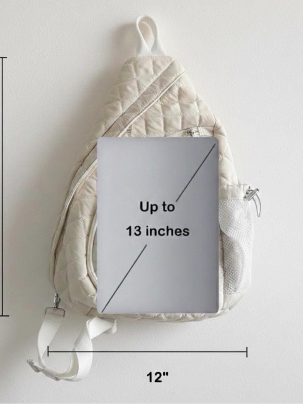 Quilted Sling Backpack for Women - Cream - Picture 5 of 6